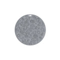 Round blue silicone pet licking mat with textured surface and white suction cup base