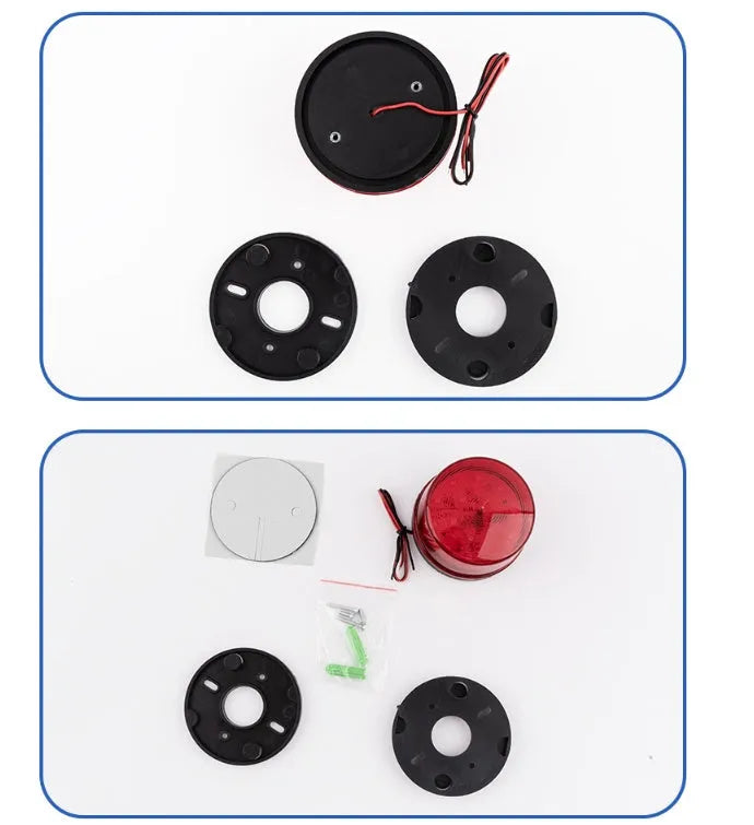 Ji'an HC-79 24V warning alarm light with strobe and siren, red yellow blue green options, 73mm diameter.