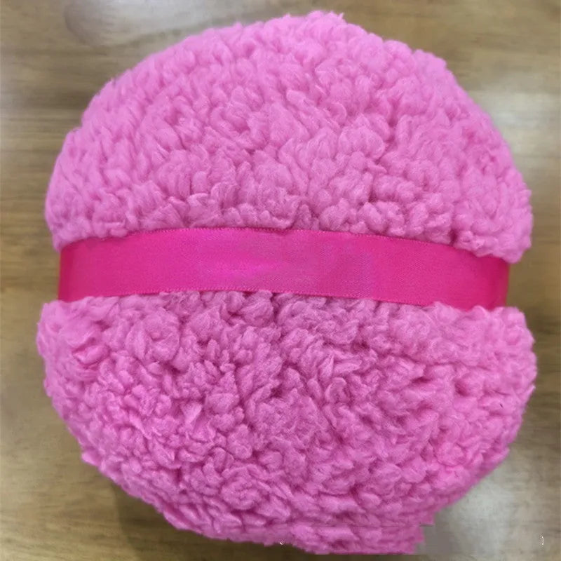 Large rectangular white plush powder puff for dry makeup application