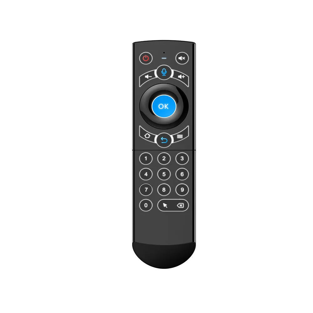 Black G21pro2.4G universal remote control with voice gyroscope for Android TV box projector, 162x42x17.6mm