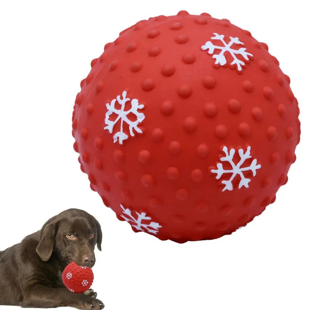 Red and green dog toy balls with squeaker and air vents 7cm for small medium dogs
