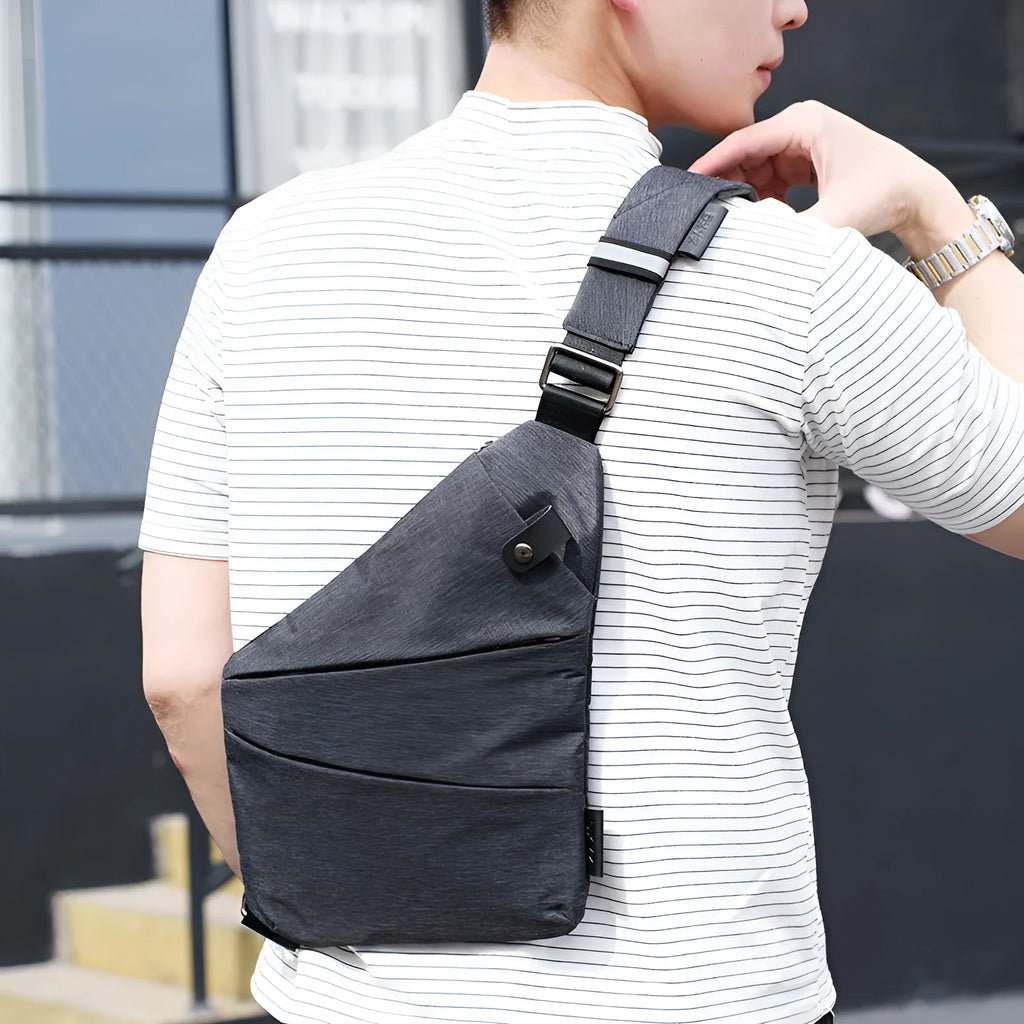 Canvas chest bag for men anti-theft shoulder bag Oxford cloth zipper closure medium size