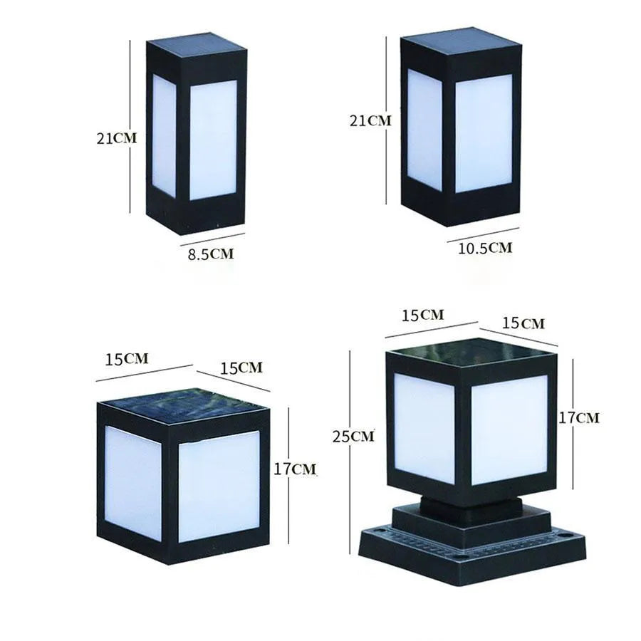 Solar garden lights with LED bulbs and solar panel for outdoor landscape illumination