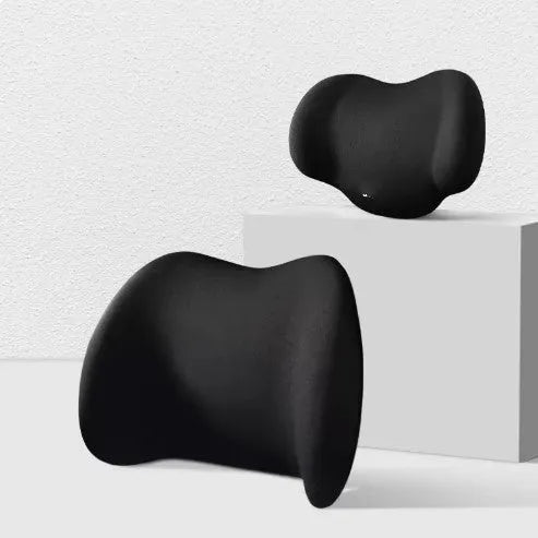Black memory cotton car headrest pillow and back cushion for neck and lumbar support