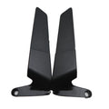 Pair of black universal motorcycle rearview mirrors with spoiler style, aluminium alloy housing and glass lens
