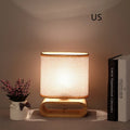 Nordic Japanese bedside table lamp with rubber wood holder, 170mm diameter, 230mm height, natural wood finish