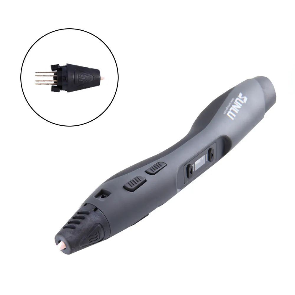 Plastic 3D printing pen in black, 180mm length, for freehand drawing and graffiti