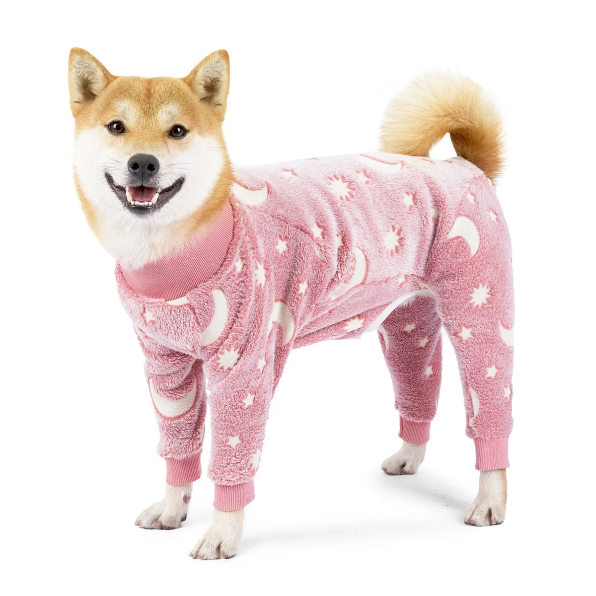 Flannel winter dog pyjamas in bone grey or starry pink, Europe and America style, sizes XS to XXXL