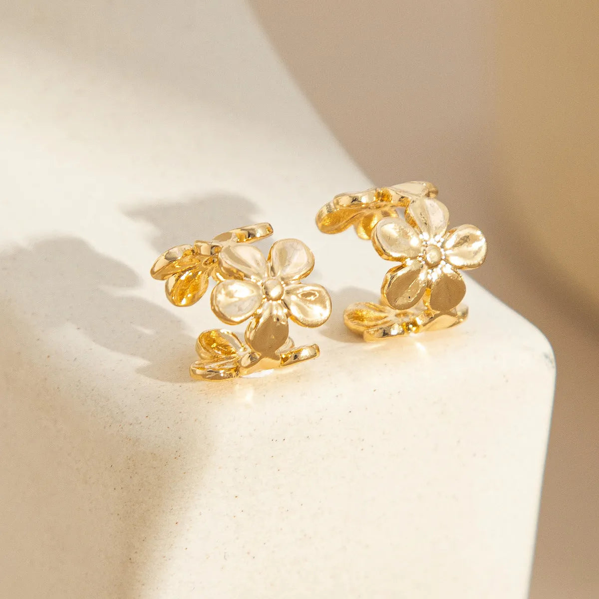 Gold starfish scallop conch shell drop earrings for women with beach theme design