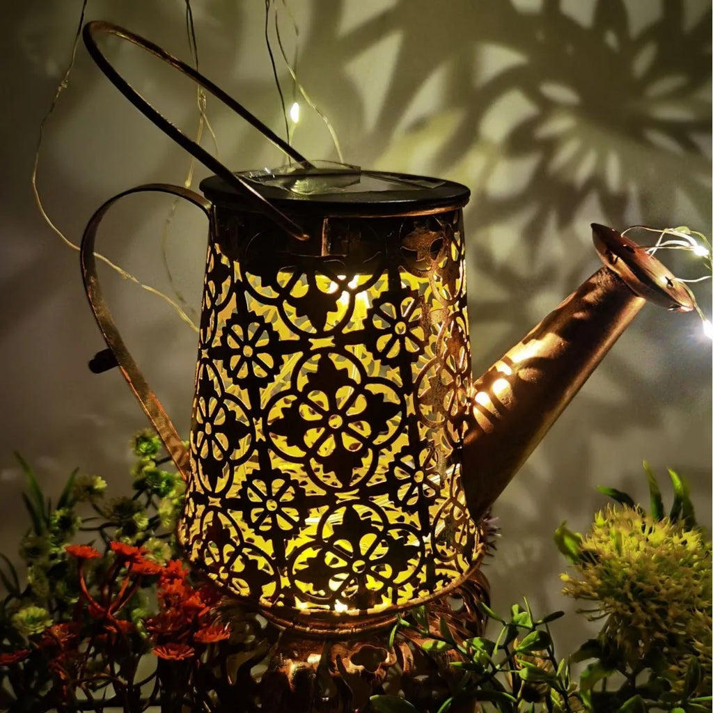 Butterfly design solar kettle light for garden decoration with wrought iron construction