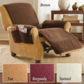 Polyester sofa slipcover in lambswool beige colour on a sofa cushion.