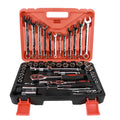 61-piece chrome vanadium steel auto repair socket and wrench set in a carrying box