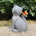 Outdoor solar lamp cute kitten ornament in resin and plastic, size 14x9x21cm