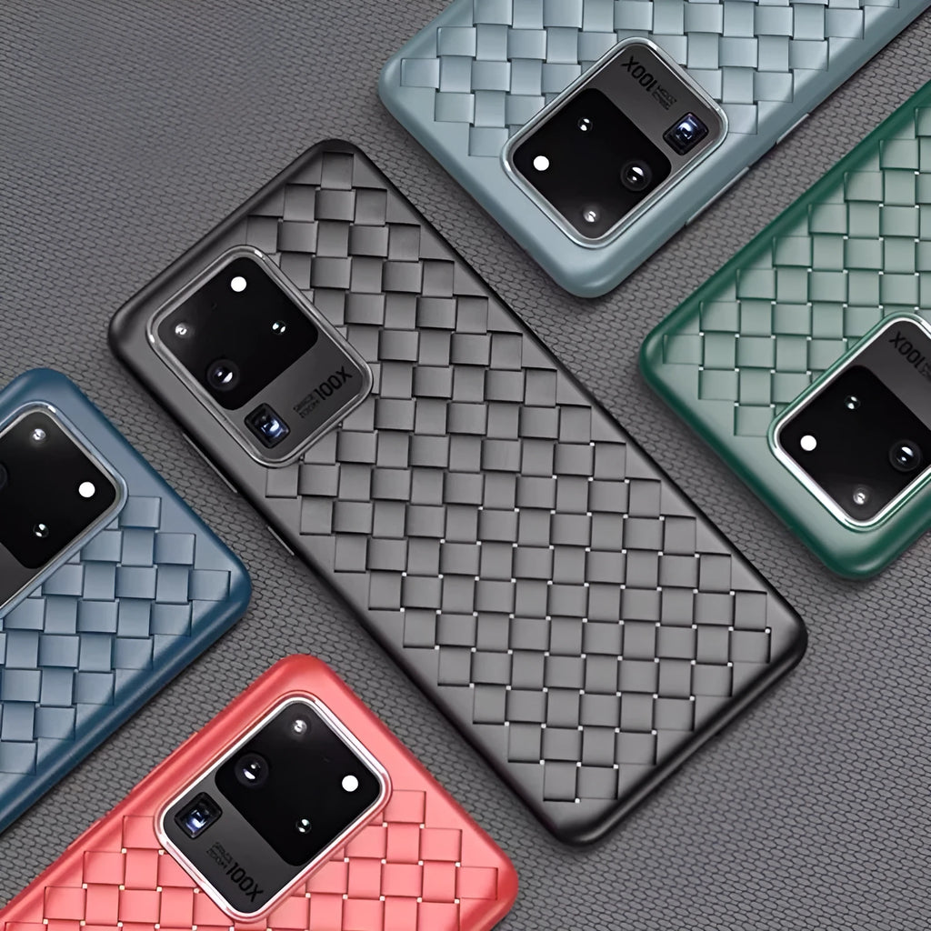 Woven TPU phone case for Samsung S20 series in pure colour black back cover