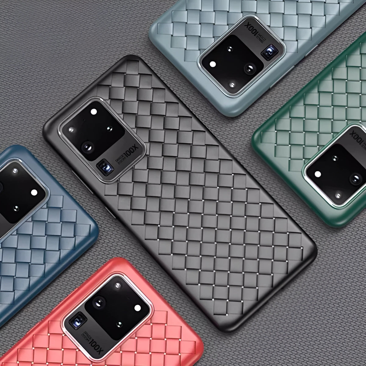 Woven TPU phone case for Samsung S20 series in pure colour black back cover
