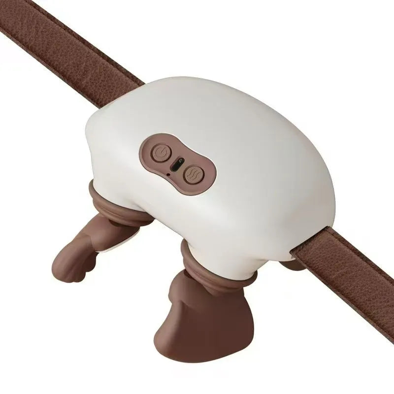 Rechargeable neck and shoulder massager in green or white, 14.5x12x11cm, with multi-mode and temperature adjustment