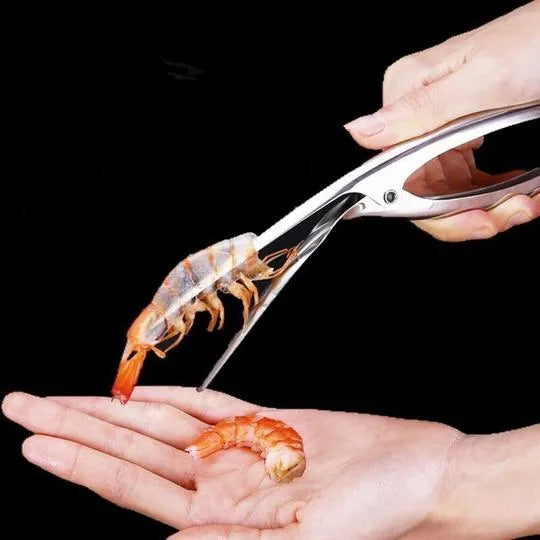 Stainless steel shrimp peeler 21 x 6.5cm with ergonomic handle and closed tip for peeling and deveining shrimp