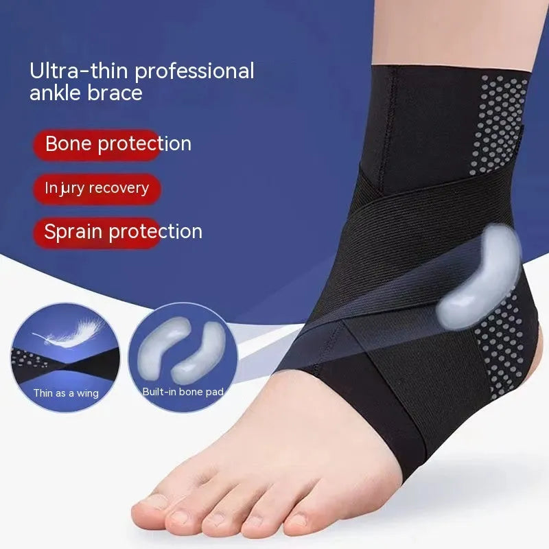 Black Lycra cloth rehabilitation ankle support protector with anti-kick design for sports activities