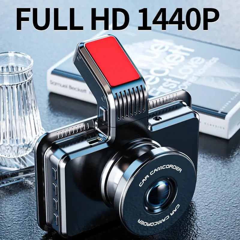 3-inch screen dual lens car dash cam with front and rear recording camera on dashboard