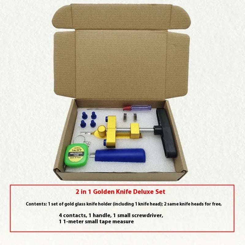 2-in-1 roller glass cutter gold knife luxury suit with hard alloy wheel for cutting glass and ceramic tiles