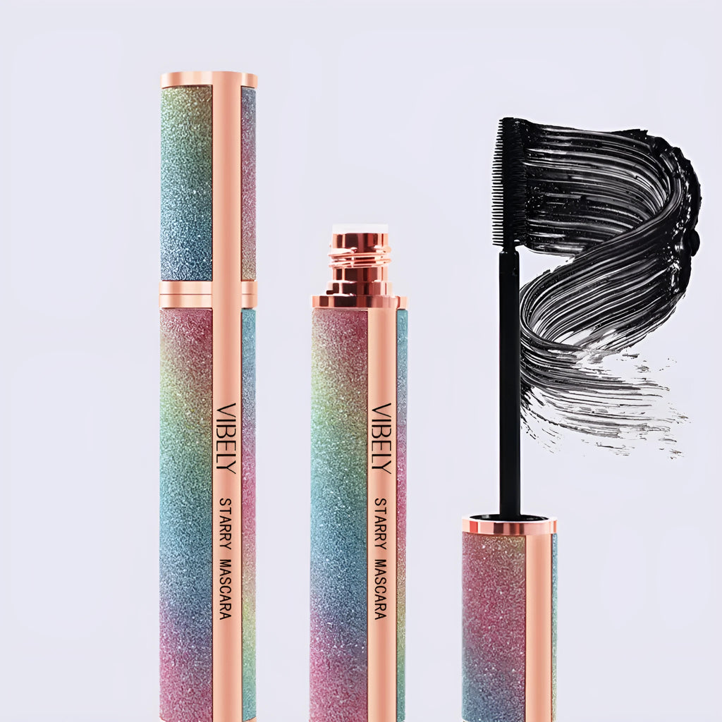 4D waterproof black mascara tube showing English packaging for export sales
