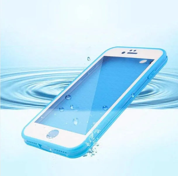 Waterproof silicone case for iPhone XR XS Max 7 Plus in black, showing front and back covers.
