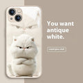 Domineering cat silicone phone case in black cat white shell style, shockproof and anti-fingerprint for iPhone