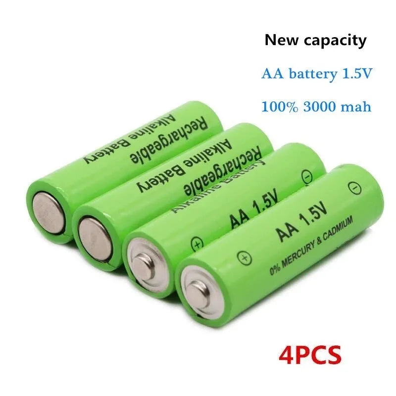 AA size alkaline rechargeable battery labelled 3000mAh 1.5V