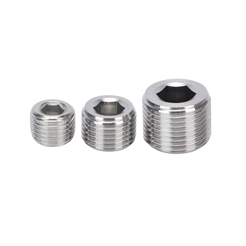 Stainless steel hexagon pipe plug for 3/8 bulkhead connections