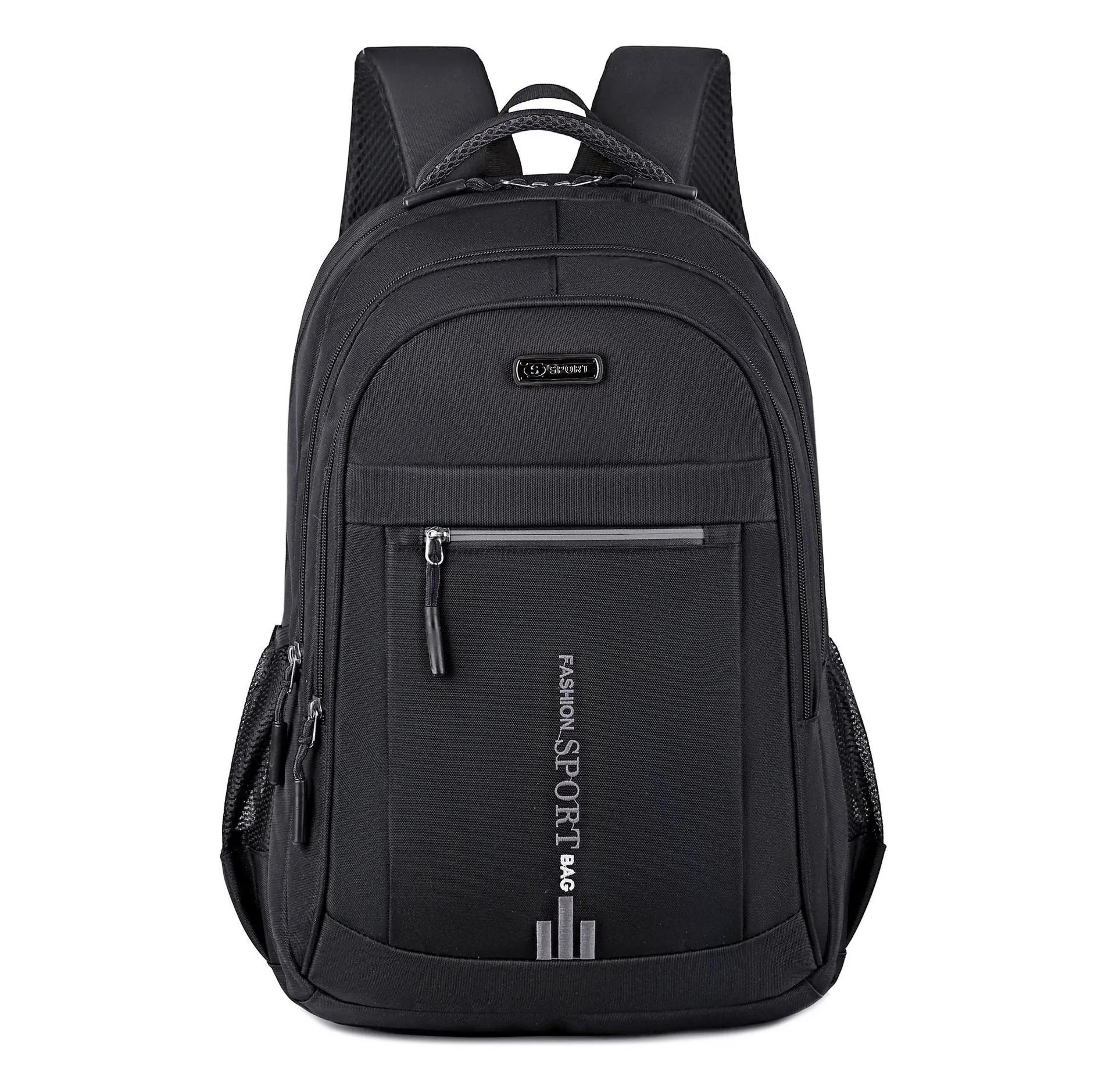 Oxford cloth business backpack with airpillow straps showing 20-35L capacity and sewing line detailing