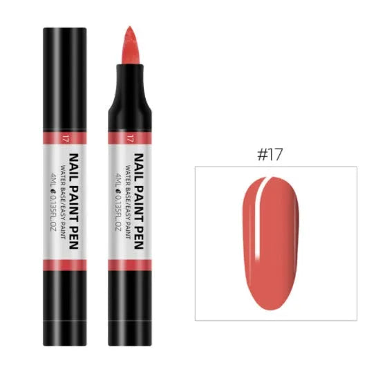 24 colour water-based nail polish painting pen set with 3D flower drawing nib and compact 11 x 1.5 cm size