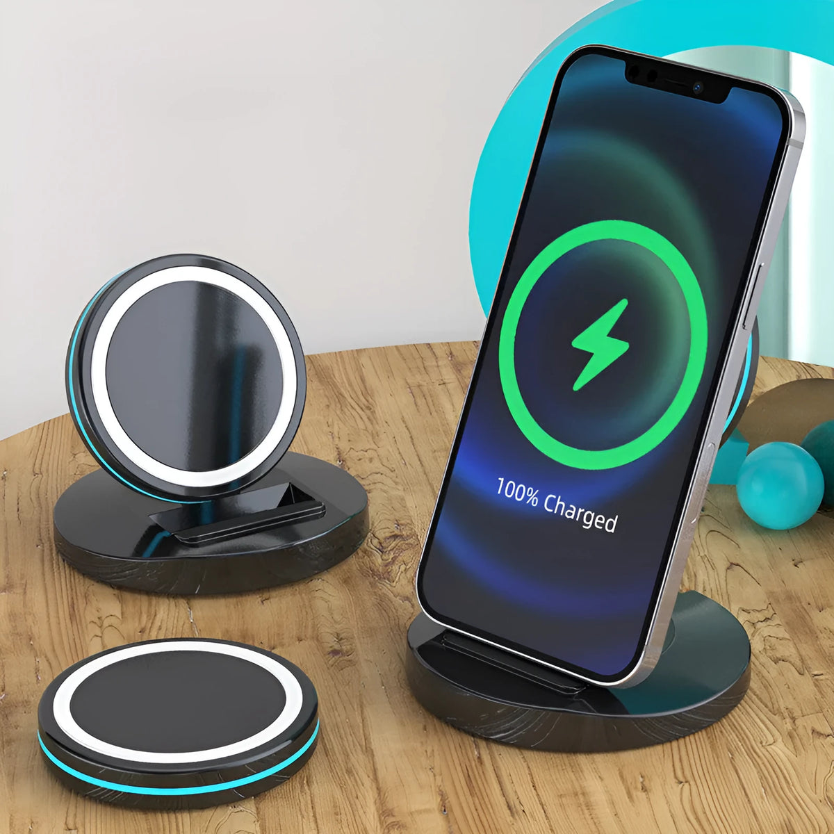 Magnetic wireless charging stand with folding 3-in-1 design for iPhone 12 compatibility