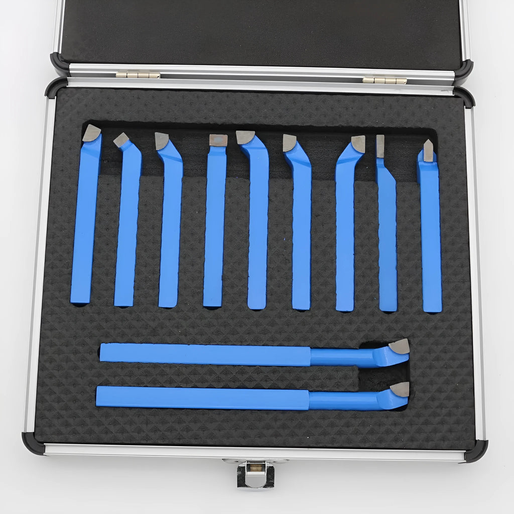 11pcs welding turning tool set in aluminium box with carbide tips for home micro lathe