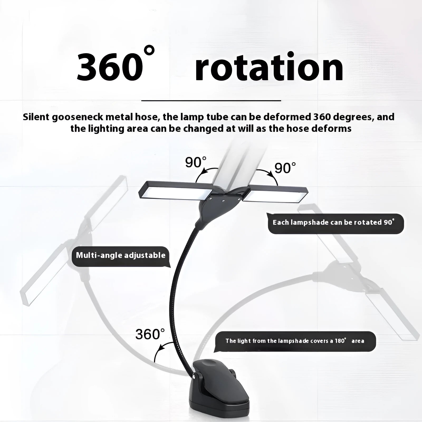 Rechargeable black music stand light with 28 LED lamps clipped to metal music stand