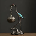 Chinese style copper alloy gourd incense burner with dragon phoenix stove pipa design, electroplated finish, painted blue