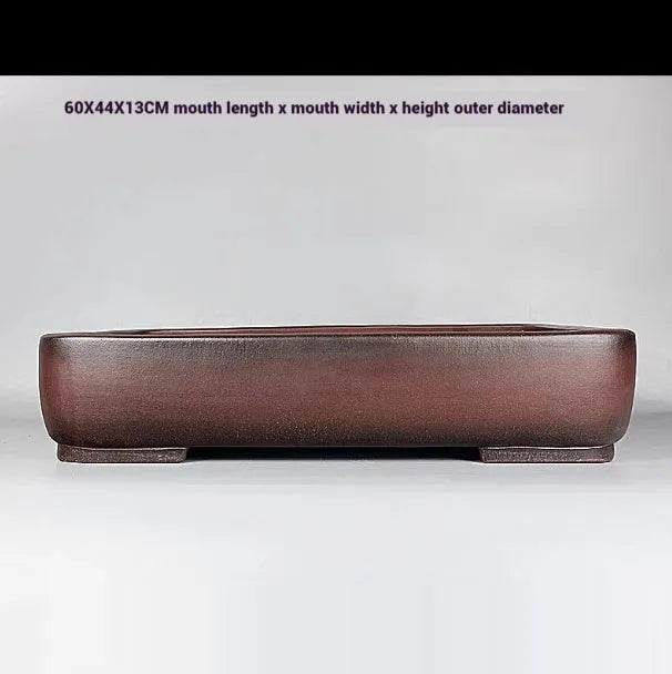Handmade rectangular purple clay flower pot with antique finish
