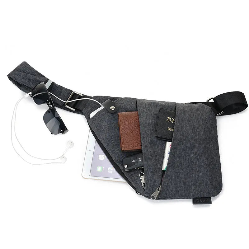 Canvas chest bag for men anti-theft shoulder bag Oxford cloth zipper closure medium size