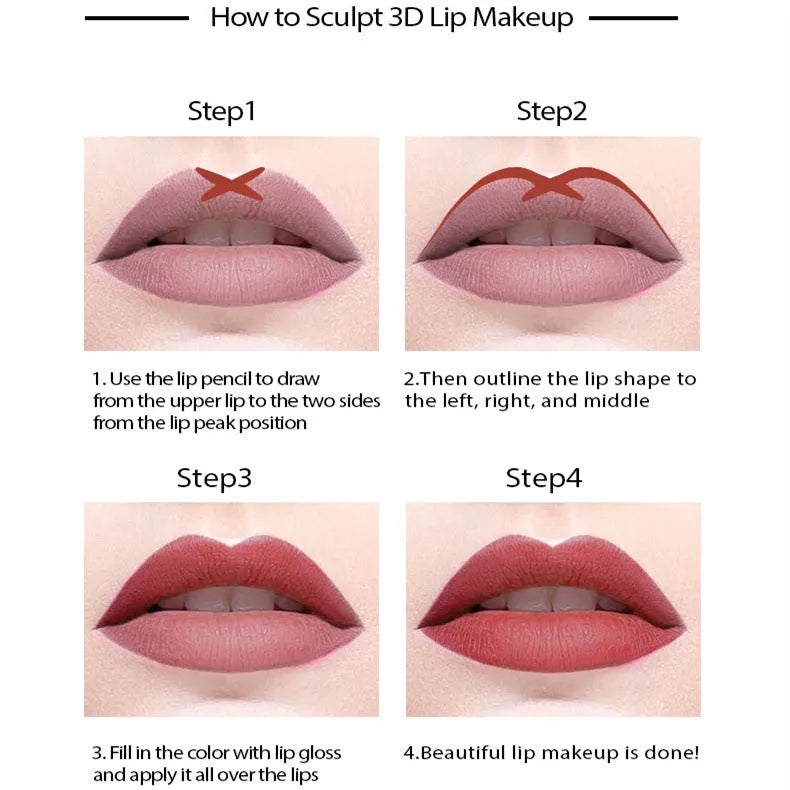 Matte wood lip liner pencil in silver casing with 14 numbered shades from 201 to 214