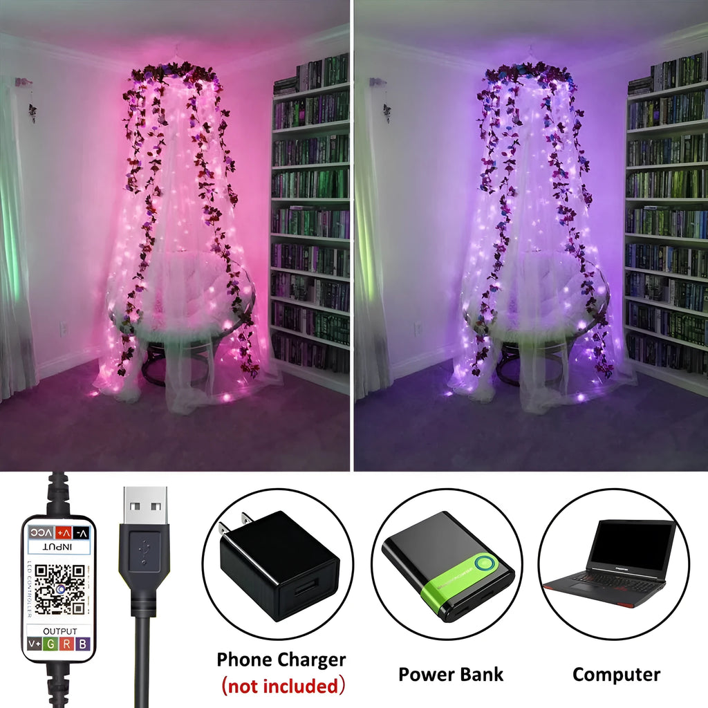 Bluetooth RGB LED Christmas tree light string 10 metres 100 beads IP65 outdoor