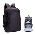 Black Oxford cloth drone backpack with 52cm × 34cm × 23cm dimensions showing multiple internal compartments