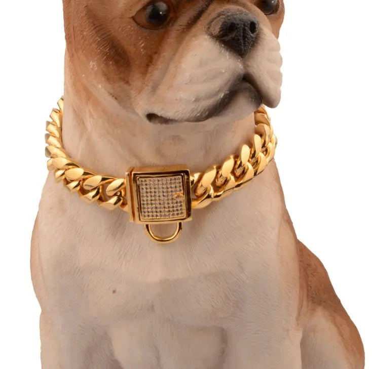 30mm wide gold colour stainless steel encryption chain necklace, 12-32in length options