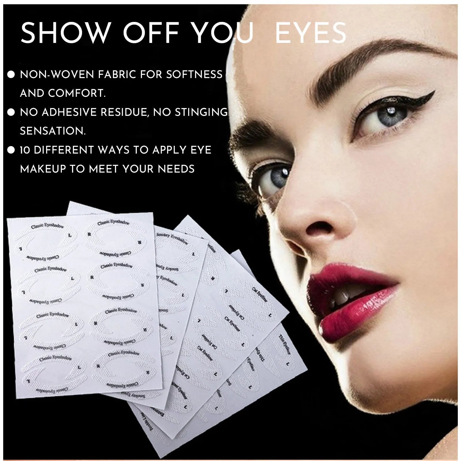 Set of four reusable flexible eyeliner and eyeshadow makeup stencil templates