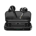 Black and white TWS wireless Bluetooth headphones with earbud design