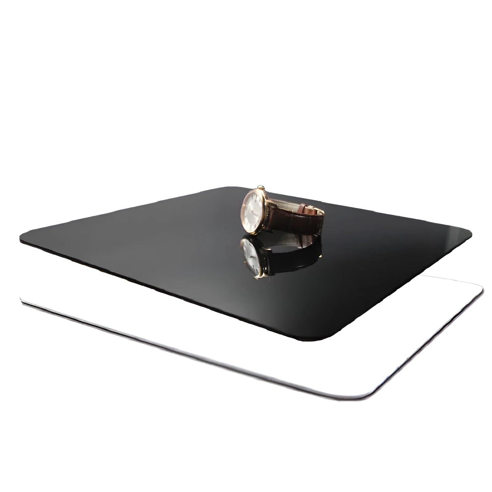 Black and white acrylic reflection board for photography with protective film, sizes 20cm to 40cm.