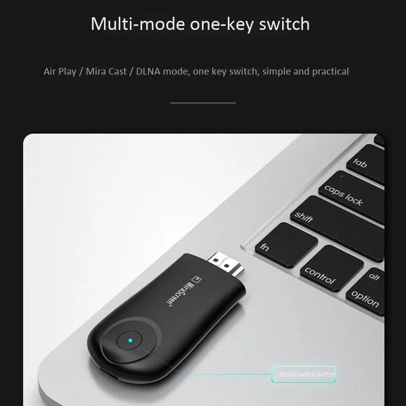 Black wireless screen player with HDMI port for smart phone to TV wireless streaming