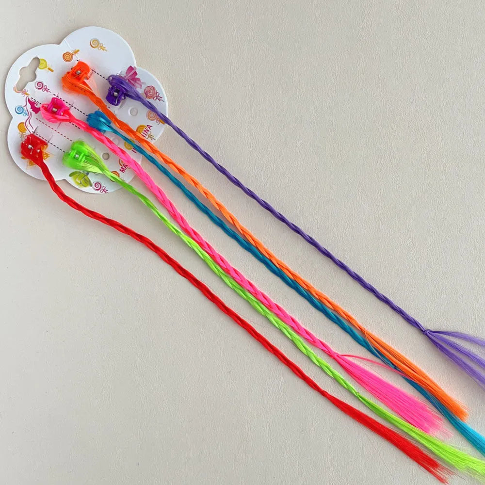 South Korea children's ins style twist braid barrettes rainbow colour series bow shape 12 pack
