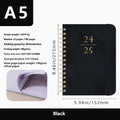 A5 leather notebook with metal coil binding in multiple colour options