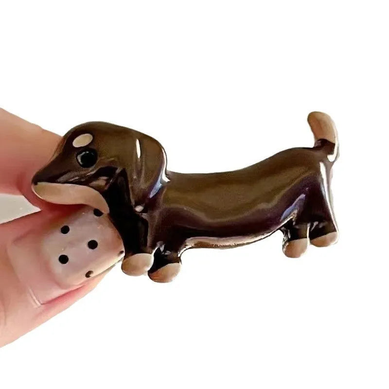 Dachshund dog design hair barrettes with electroplated finish