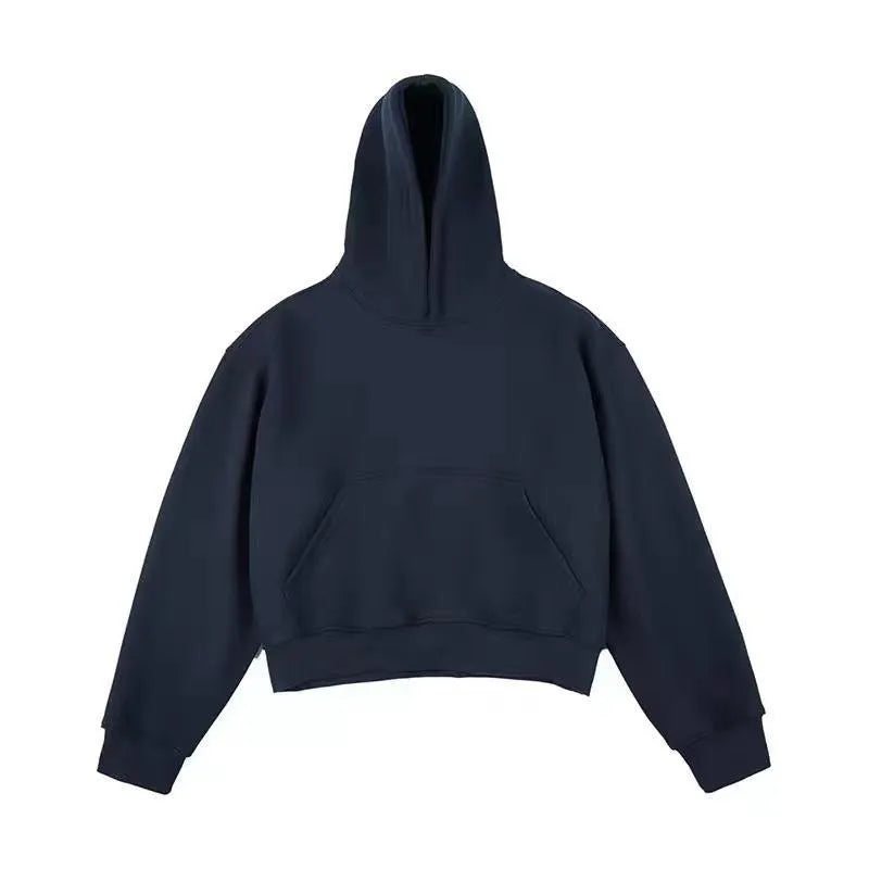 Chinese cotton velvet hooded sweater with removable hood in street fashion style