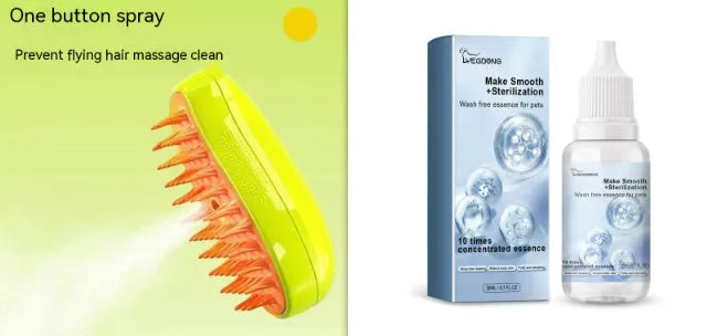 20ml wash-free pet essence bottle for dogs and cats with plastic brush and Green or Yellow set option